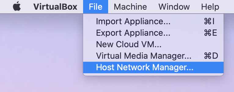 Main Menu: File > Host Network Manager... (macOS)
