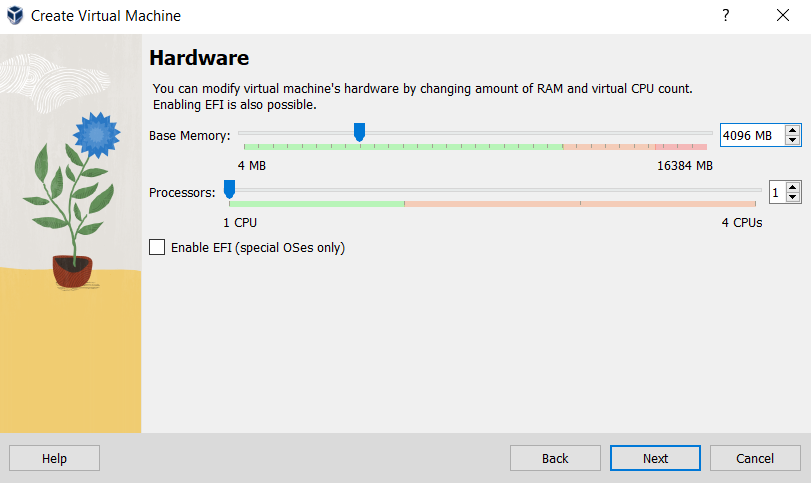 Allocate RAM for the Virtual Machine