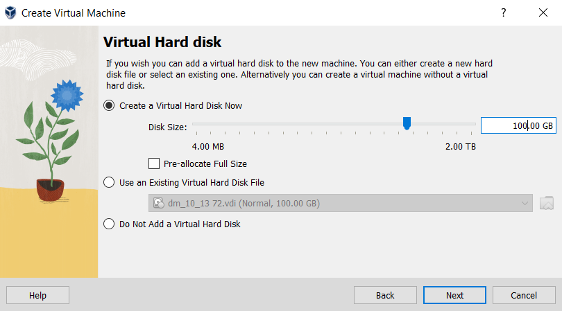 Set the Virtual Hard Disk Size